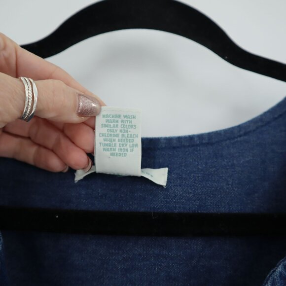 Bechamel Petites Denim Patio Dress Womens PL Blue Vintage Boho Cottage Granny - Picture 5 of 11